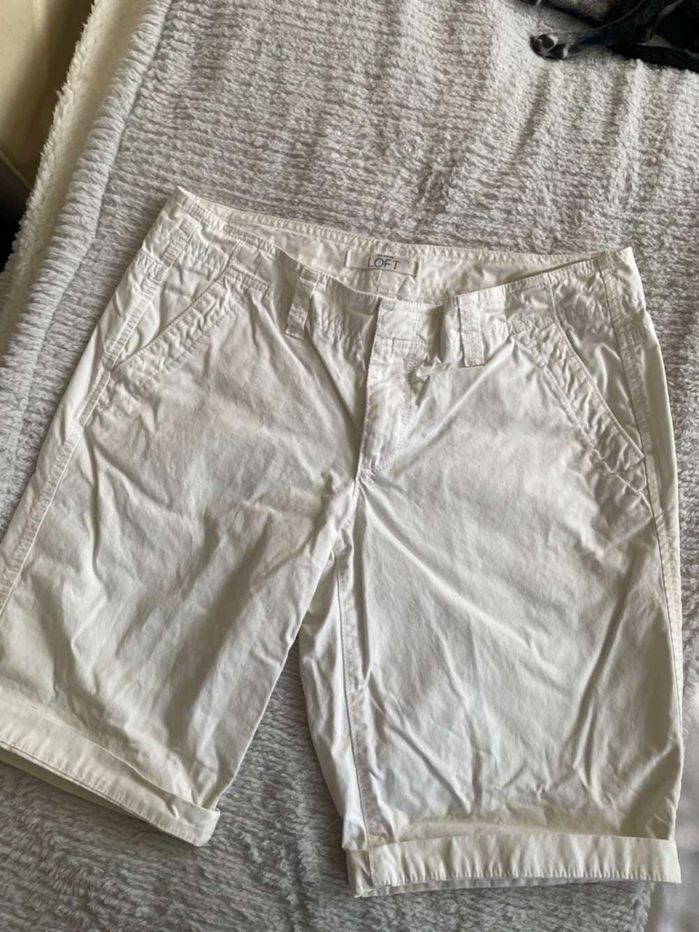LOFT White Mid-Length Shorts
